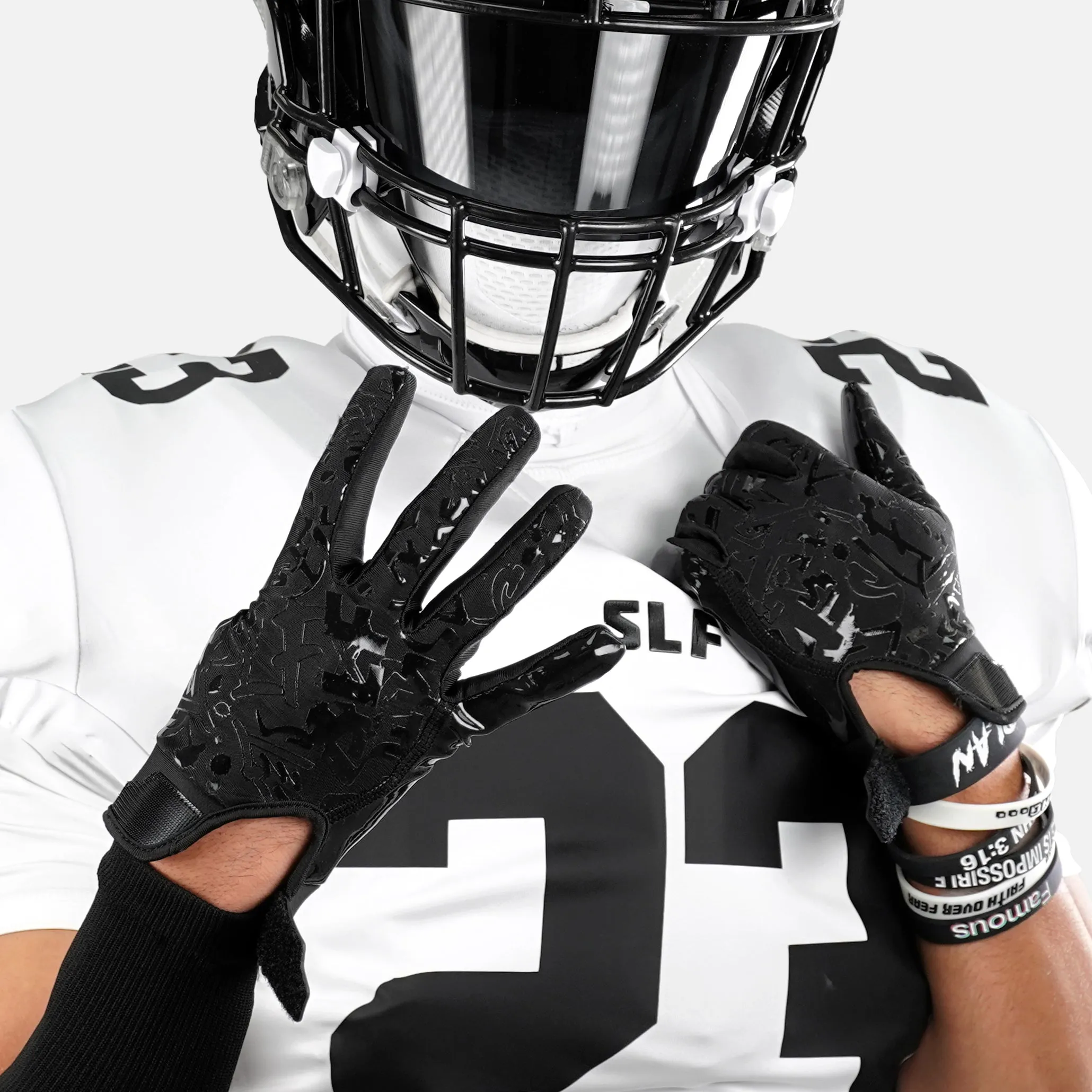 2-Pack Sticky Football Receiver Gloves (Black and White)