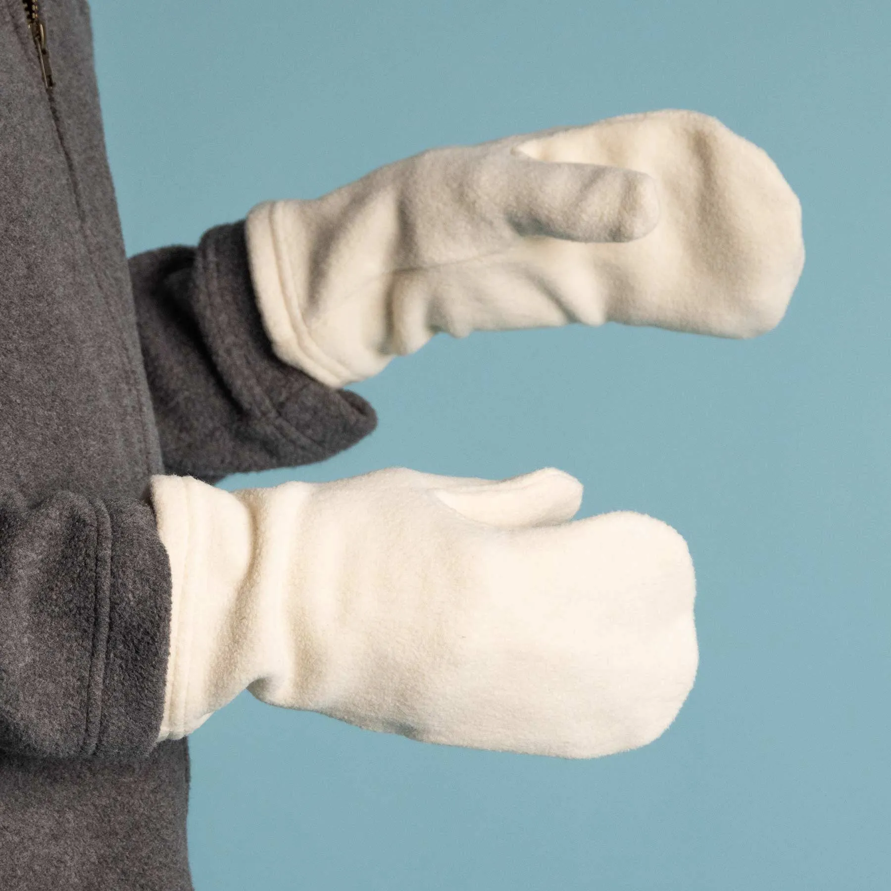 ALASKA 100% Organic Cotton Fleece Mittens (OC Thread; Plastic-Free, Polyester-Free)