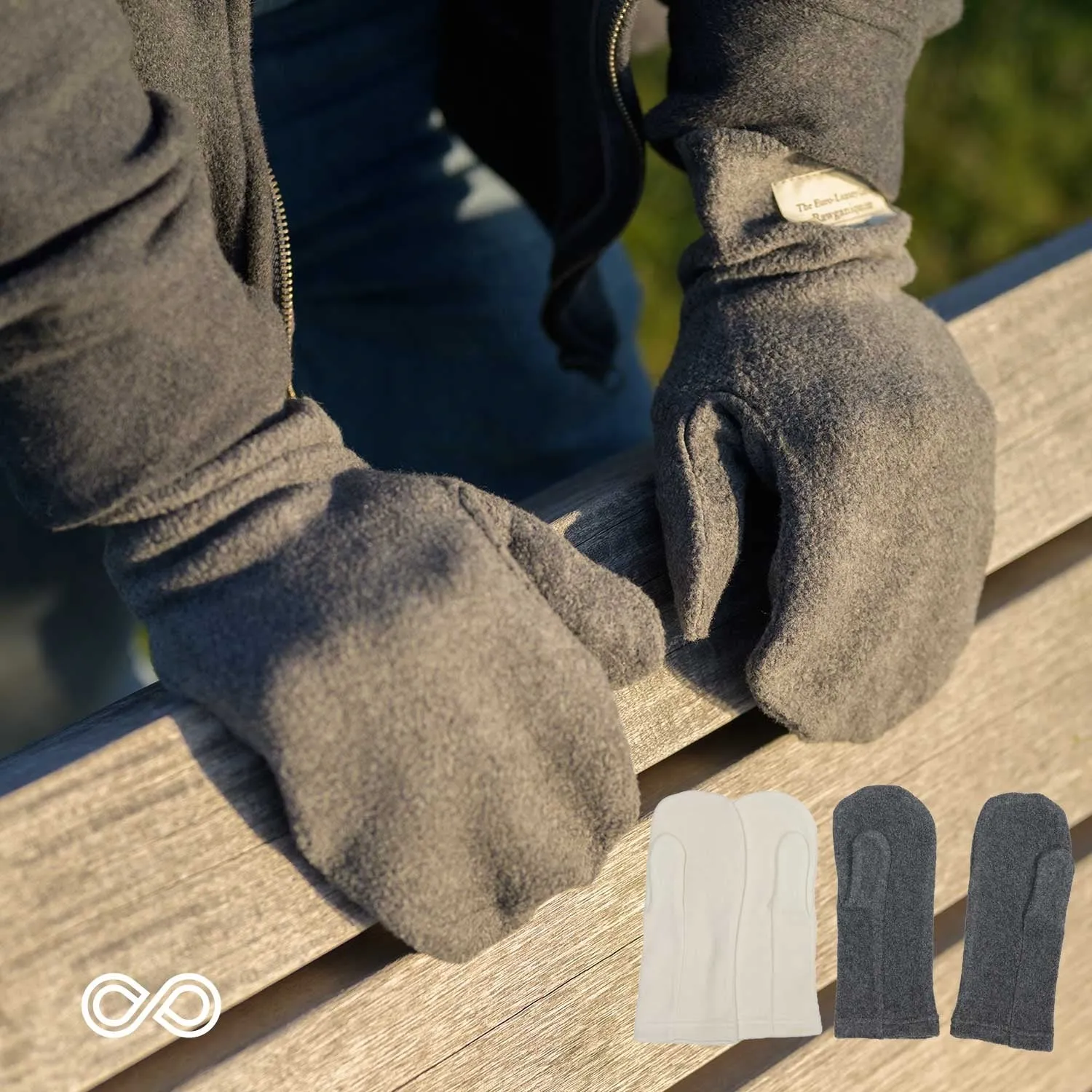 ALASKA 100% Organic Cotton Fleece Mittens (OC Thread; Plastic-Free, Polyester-Free)
