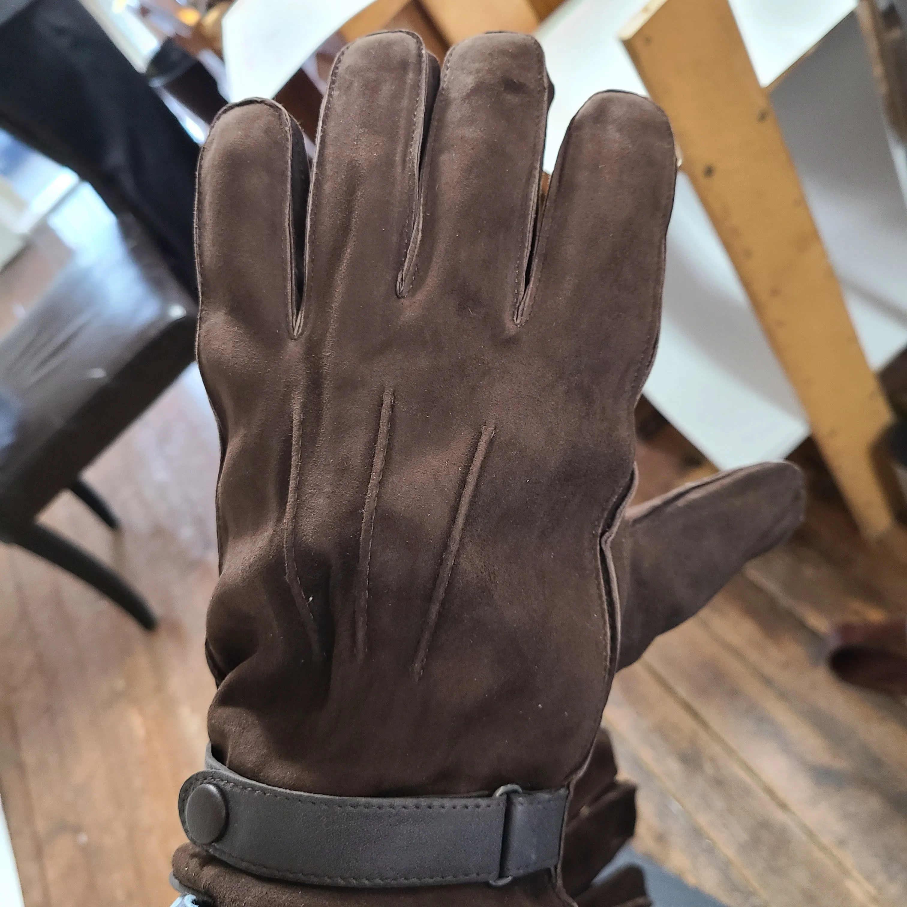 Albee Sheepskin Suede Gloves - Brown - 7408