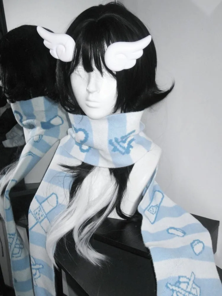 Band-Aid Pattern Blue and White Yami Kawaii Striped Scarf