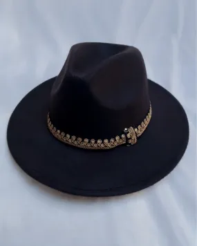 Black embroidered hat