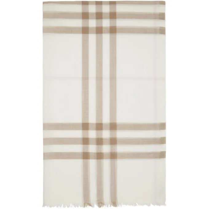 Burberry Off-White and Pink Gauze Giant Check Scarf