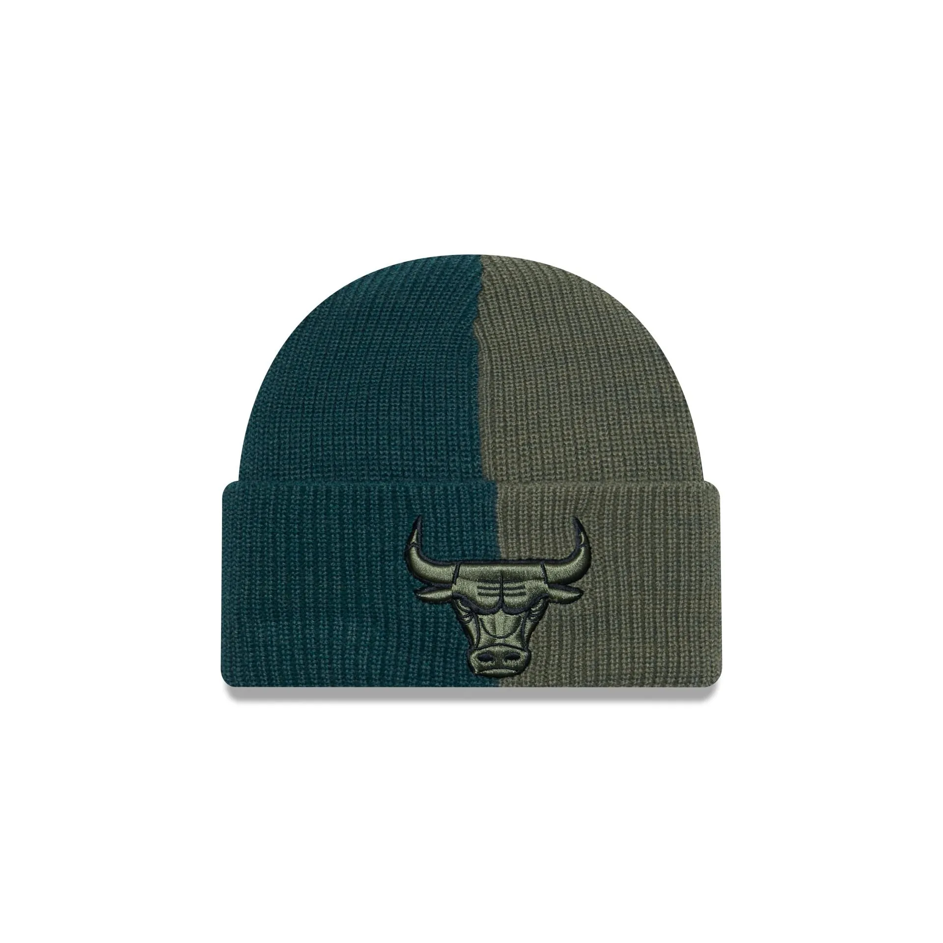 Chicago Bulls Two Tone Green Cuff Knit Beanie Hat