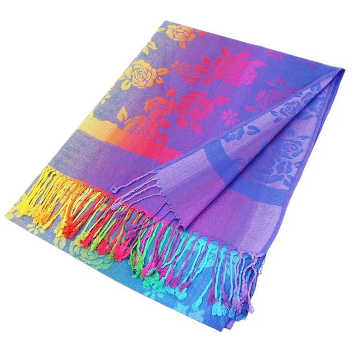Colorful Flower Printed Pashmina Scarf Shawl