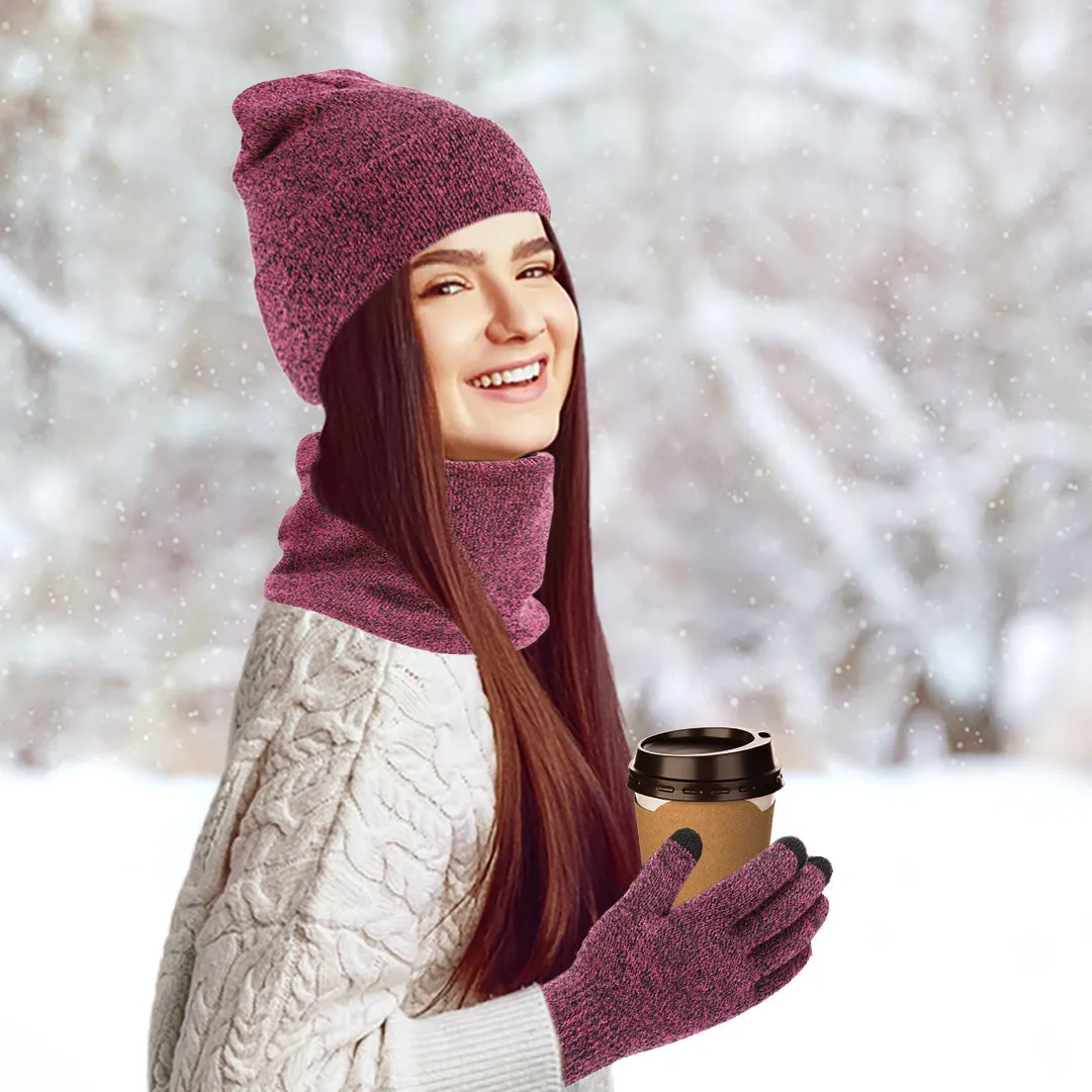 Cuzcare Set Scarf, Hat and Glove  for Men and Women Warm Knit Winter