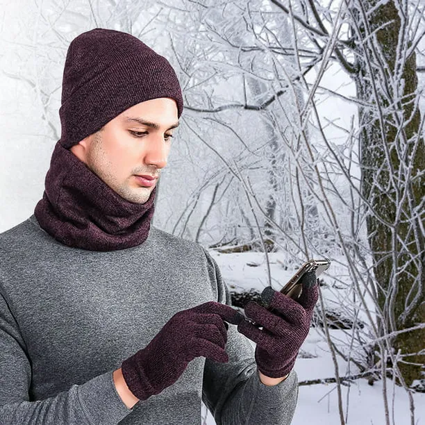 Cuzcare Set Scarf, Hat and Glove  for Men and Women Warm Knit Winter