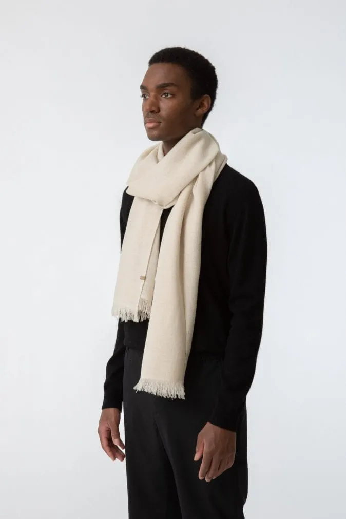 Dinadi Merino Woven Scarf Almond White