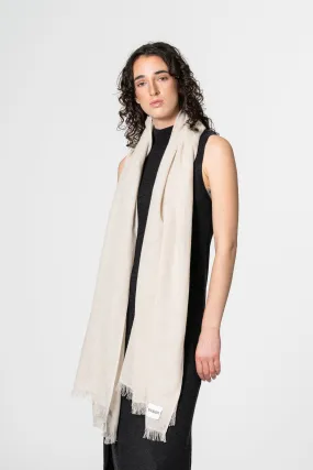 Dinadi Merino Woven Scarf Almond White