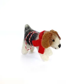 Dog with RED Scarf Felt Ornament