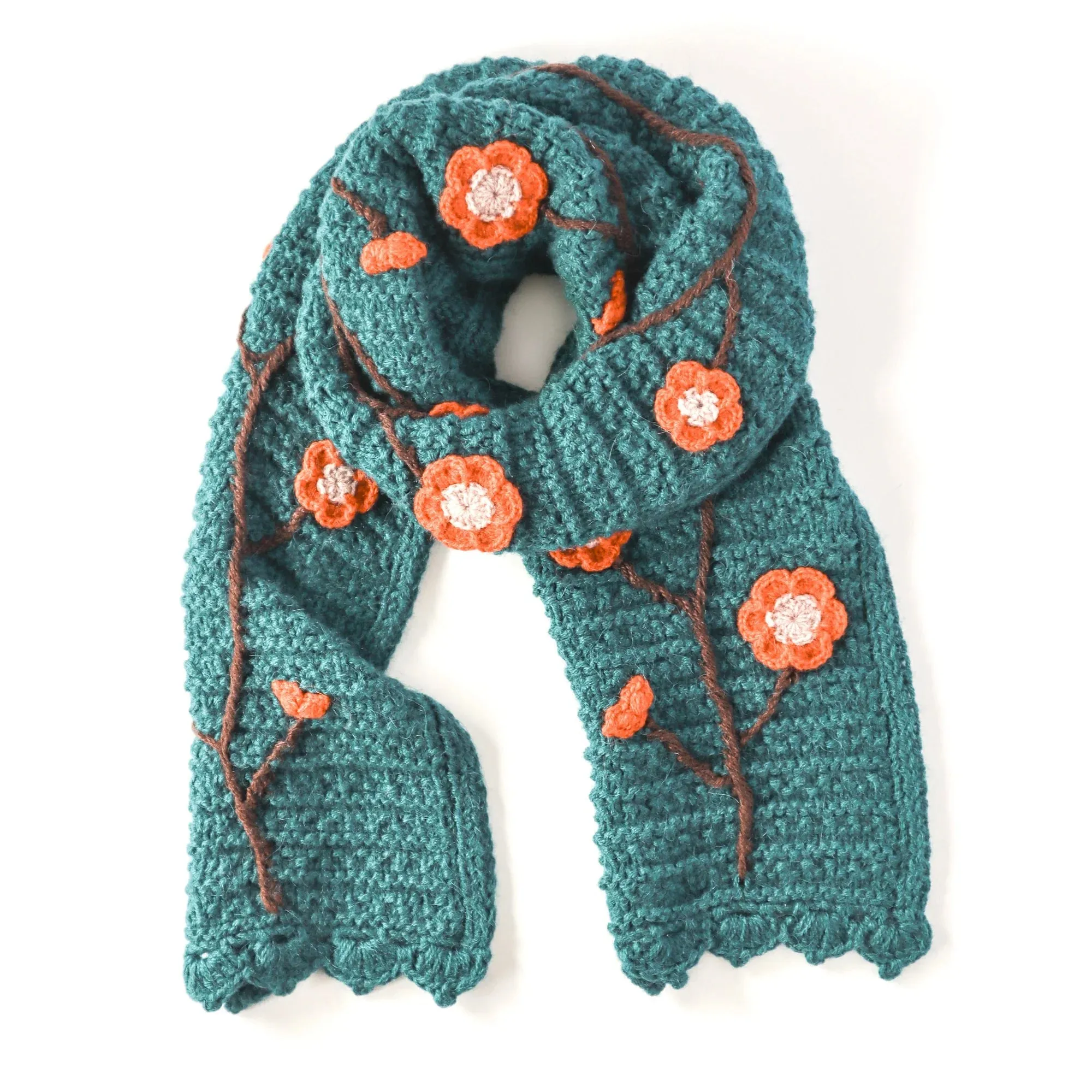 Embroidered Crochet Scarf