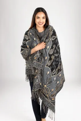 Embroidered Paisley Shawl