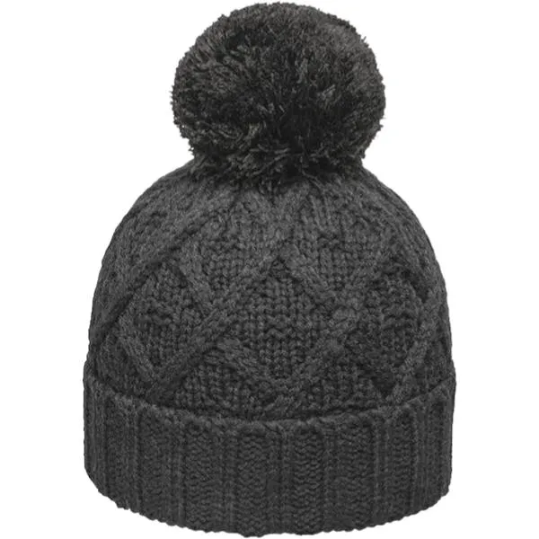 Black Fleece-Lined Pom Beanie - Final Sale