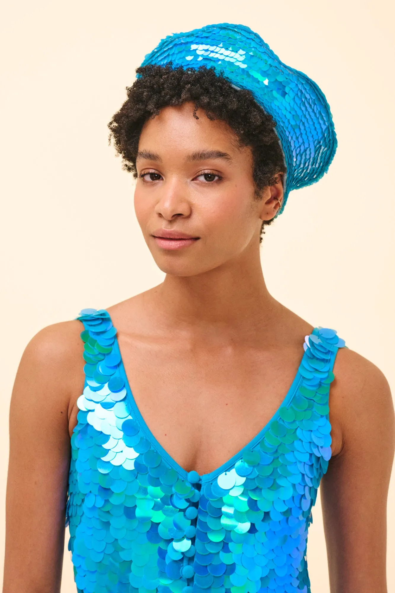 GRACE SEQUIN BERET - SKY