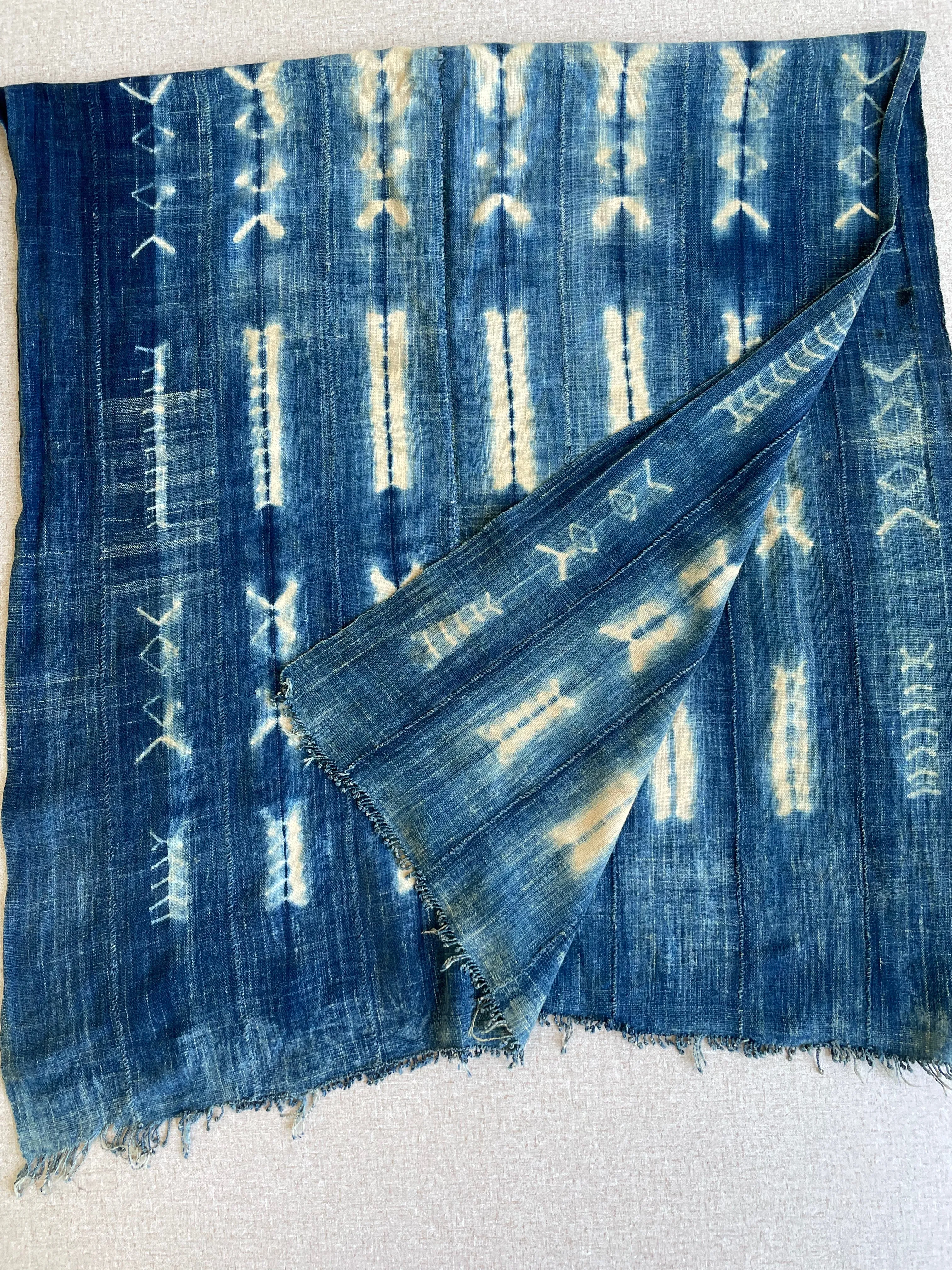 Indigo Tie Dye Scarf, African Textile