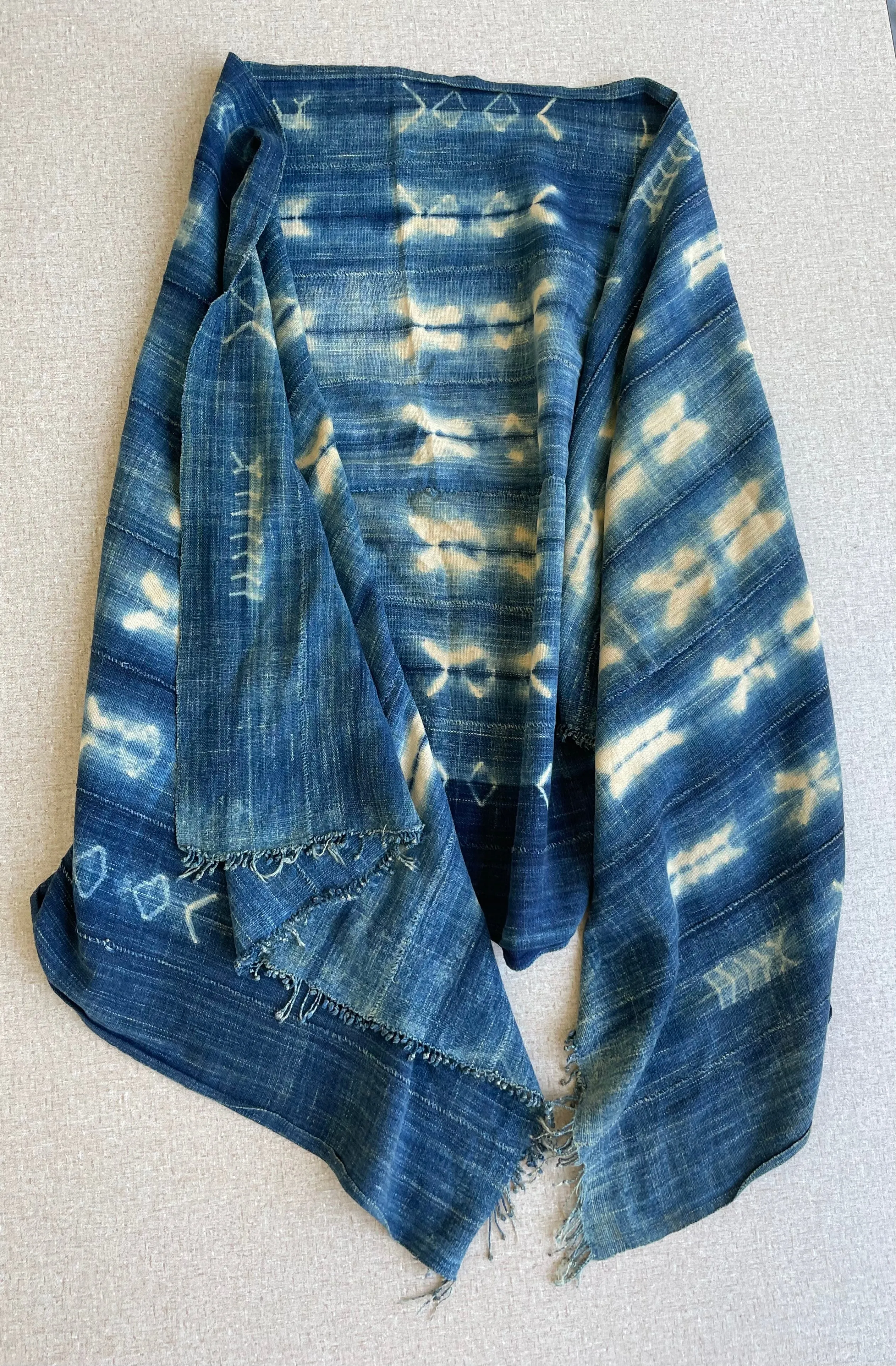 Indigo Tie Dye Scarf, African Textile