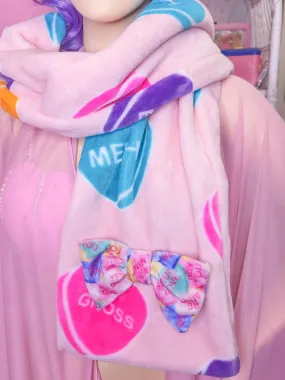 Insult conversation hearts lovecore scarf, Valentine's Day