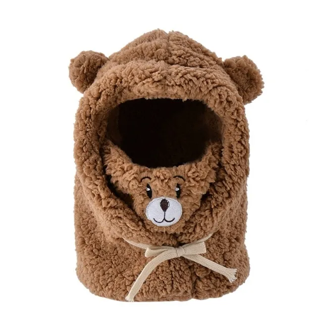 Kawaii Cartoon Bear Mask Hat Set