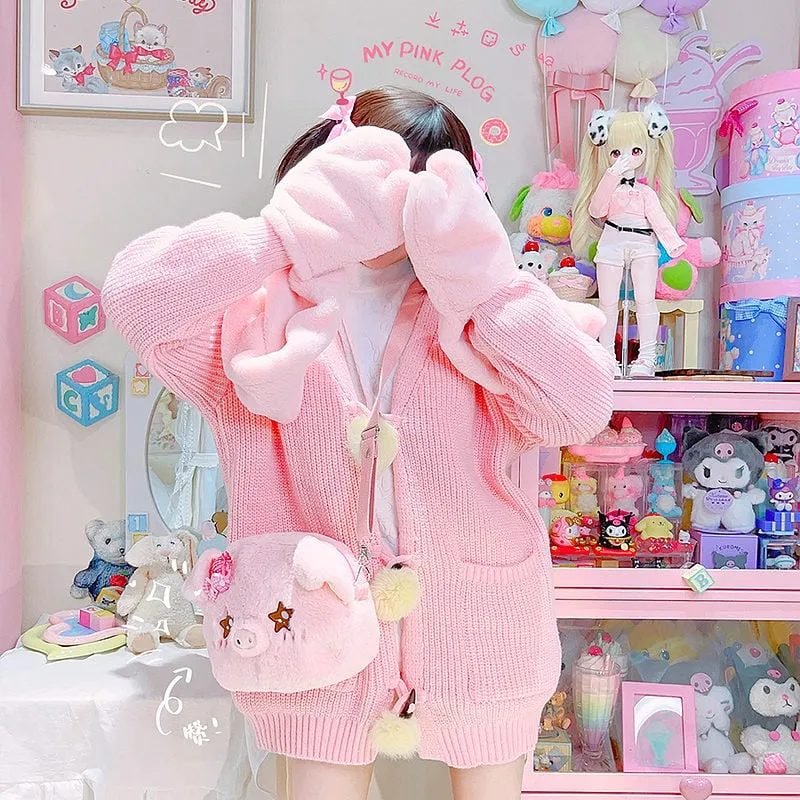 Kawaii Cute Pink Piggy Plush Hat
