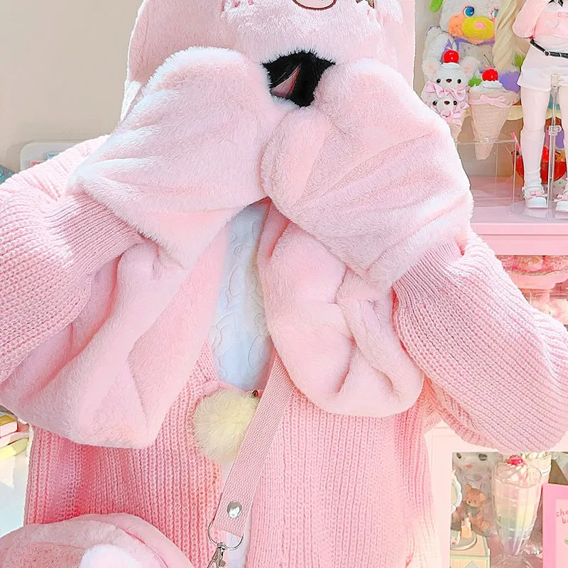 Kawaii Cute Pink Piggy Plush Hat