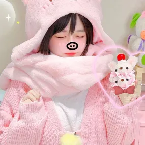 Kawaii Cute Pink Piggy Plush Hat