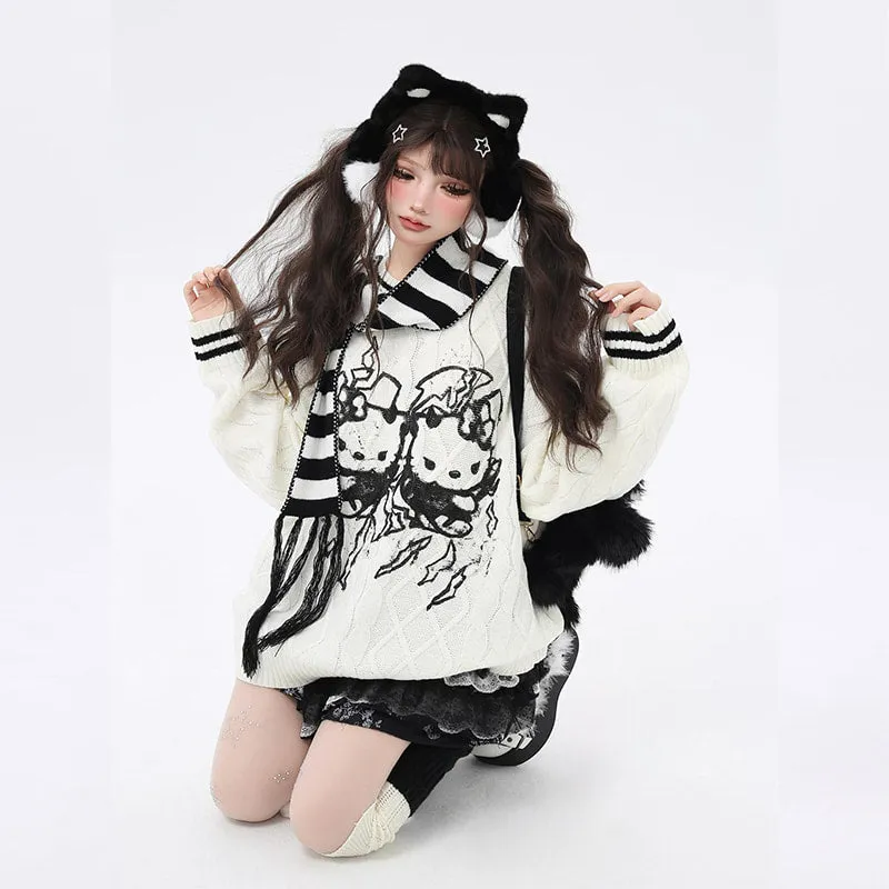 Kawaii Sweet Girl Style Hello Kitty Printed Sweater