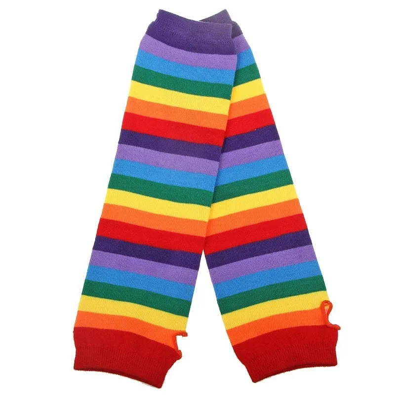 Rainbow Striped Knitting Gloves