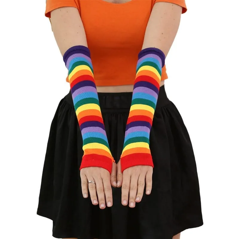 Rainbow Striped Knitting Gloves
