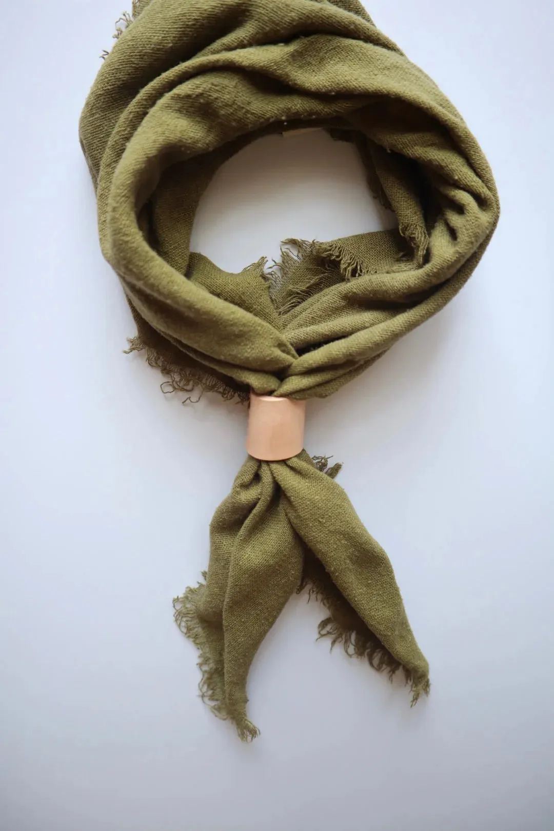 Raw Silk Bandana in Olive Green