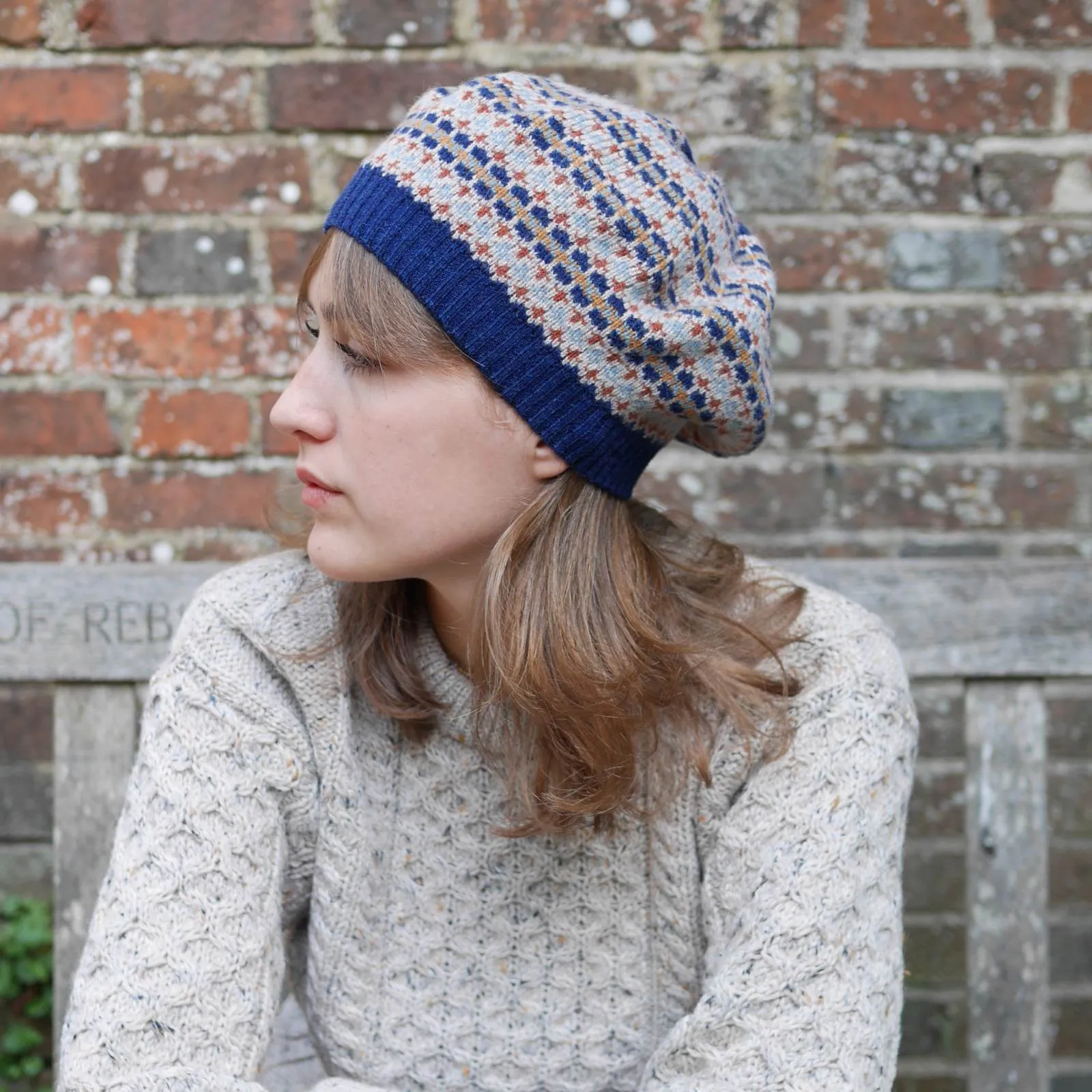 Elegant Scottish Fair Isle Wool Beret - Cozy Knit Hat with Traditional Patterns
