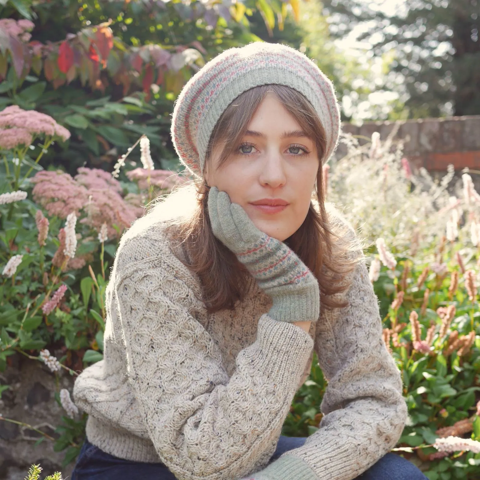 Elegant Scottish Fair Isle Wool Beret - Cozy Knit Hat with Traditional Patterns
