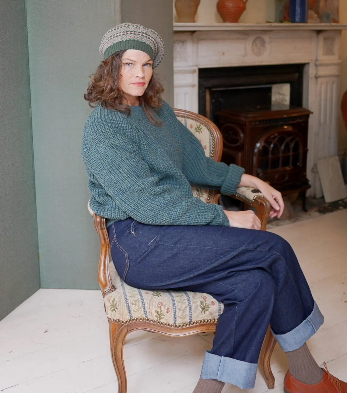Elegant Scottish Fair Isle Wool Beret - Cozy Knit Hat with Traditional Patterns