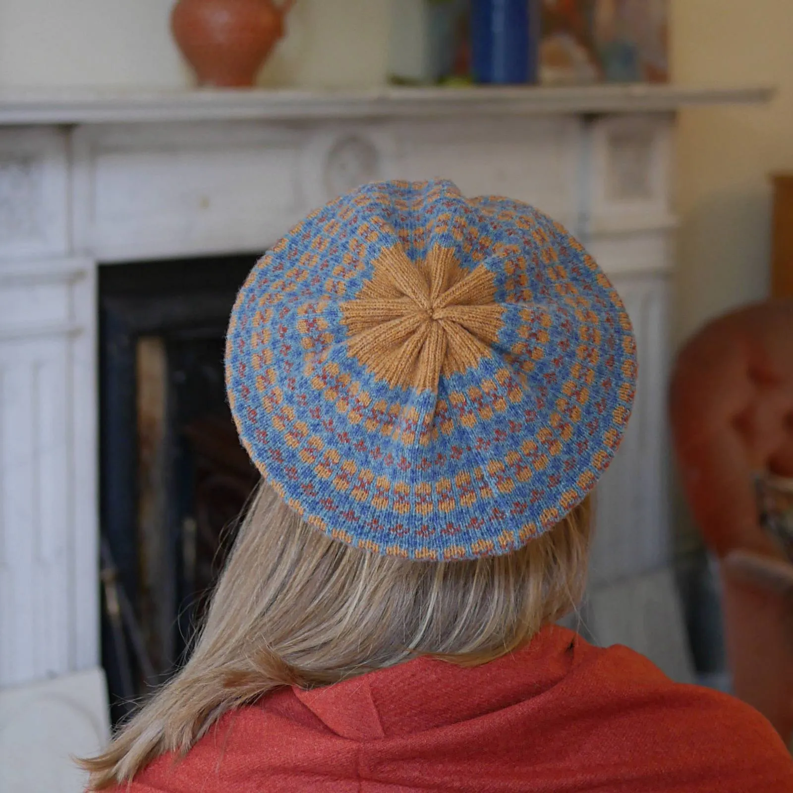 Elegant Scottish Fair Isle Wool Beret - Cozy Knit Hat with Traditional Patterns