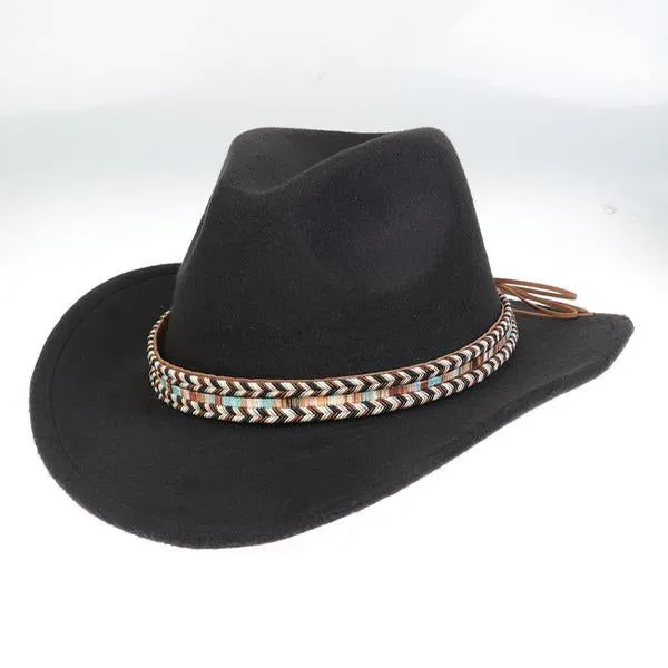 Solid Color Western Cowboy Woolen Jazz Hat 05928275C