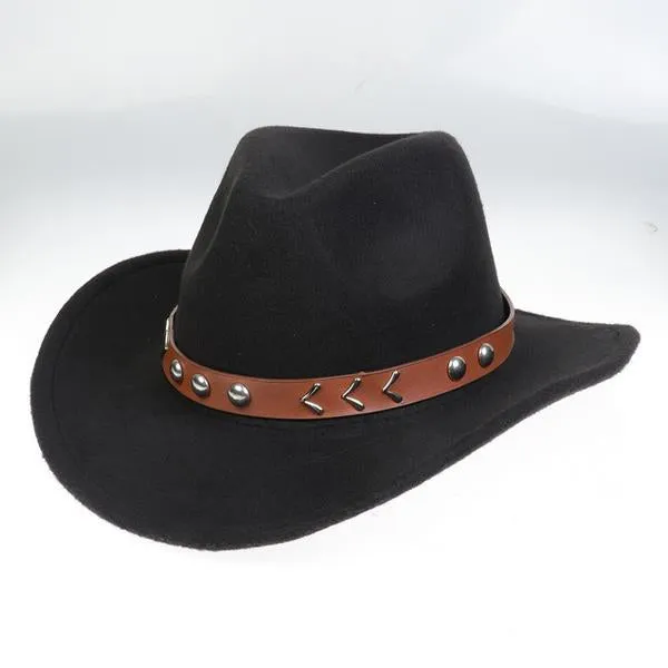 Solid Color Western Cowboy Woolen Jazz Hat 05928275C