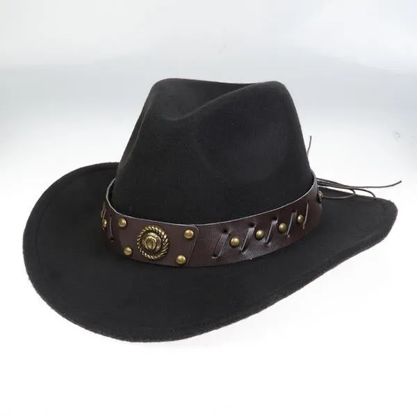 Solid Color Western Cowboy Woolen Jazz Hat 05928275C