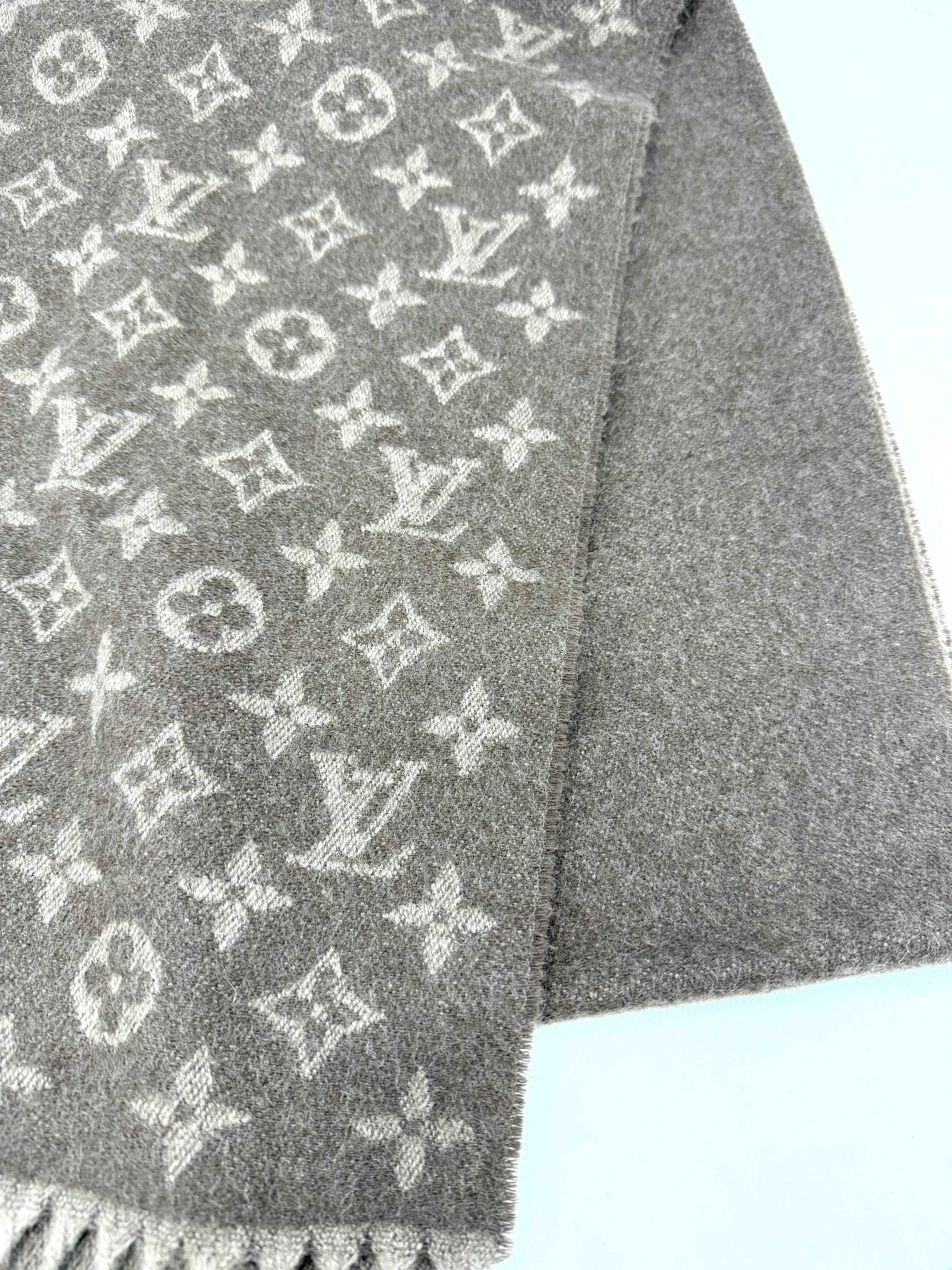 Taupe Monogram Cashmere/Wool Scarf