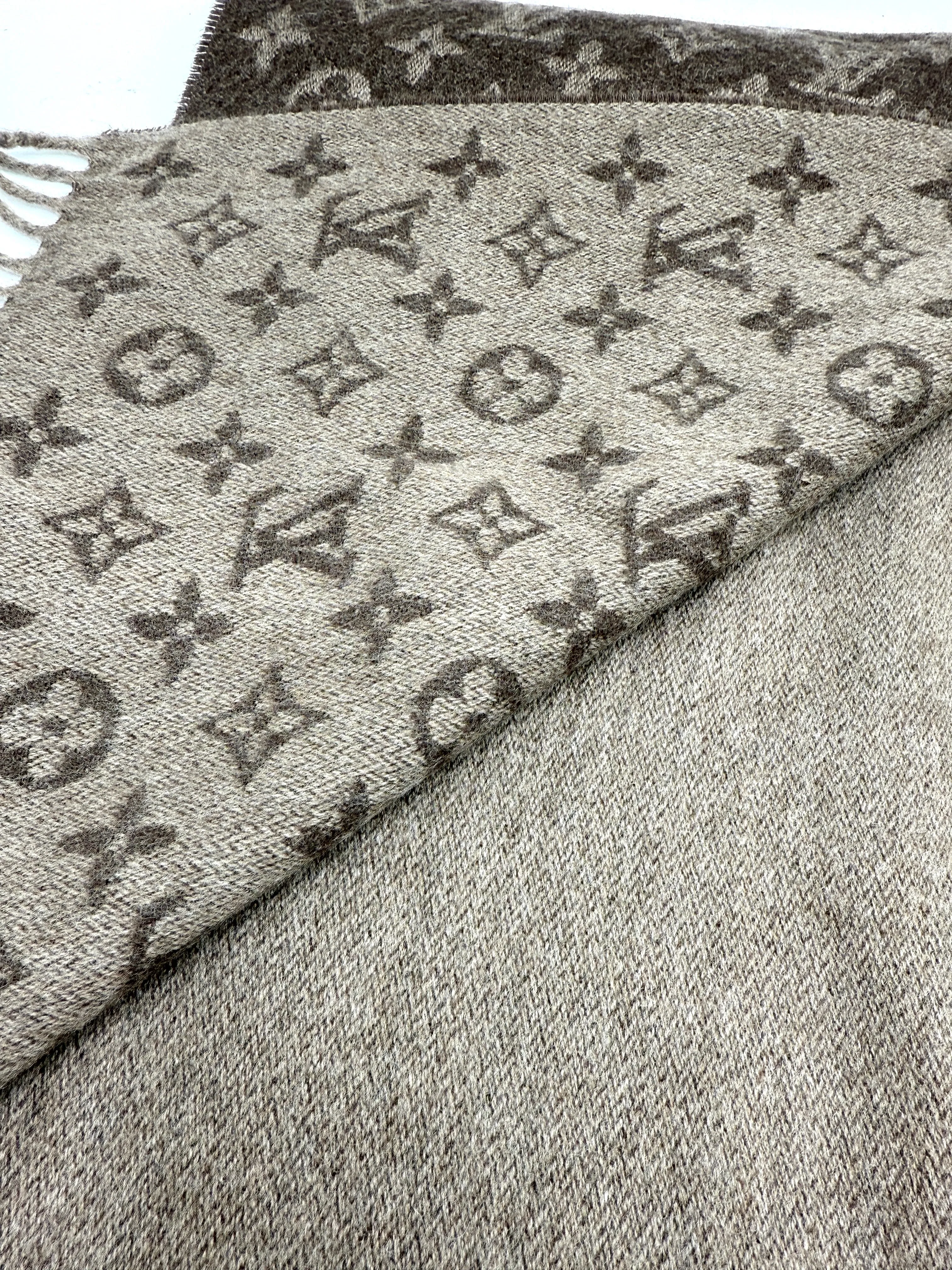 Taupe Monogram Cashmere/Wool Scarf