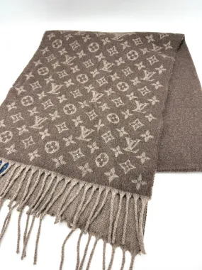 Taupe Monogram Cashmere/Wool Scarf