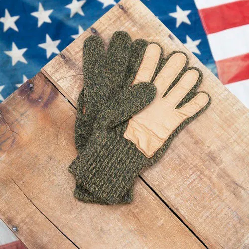 Upstate Stock Ragg Wool Glove with Natural Deer - Olive Melange