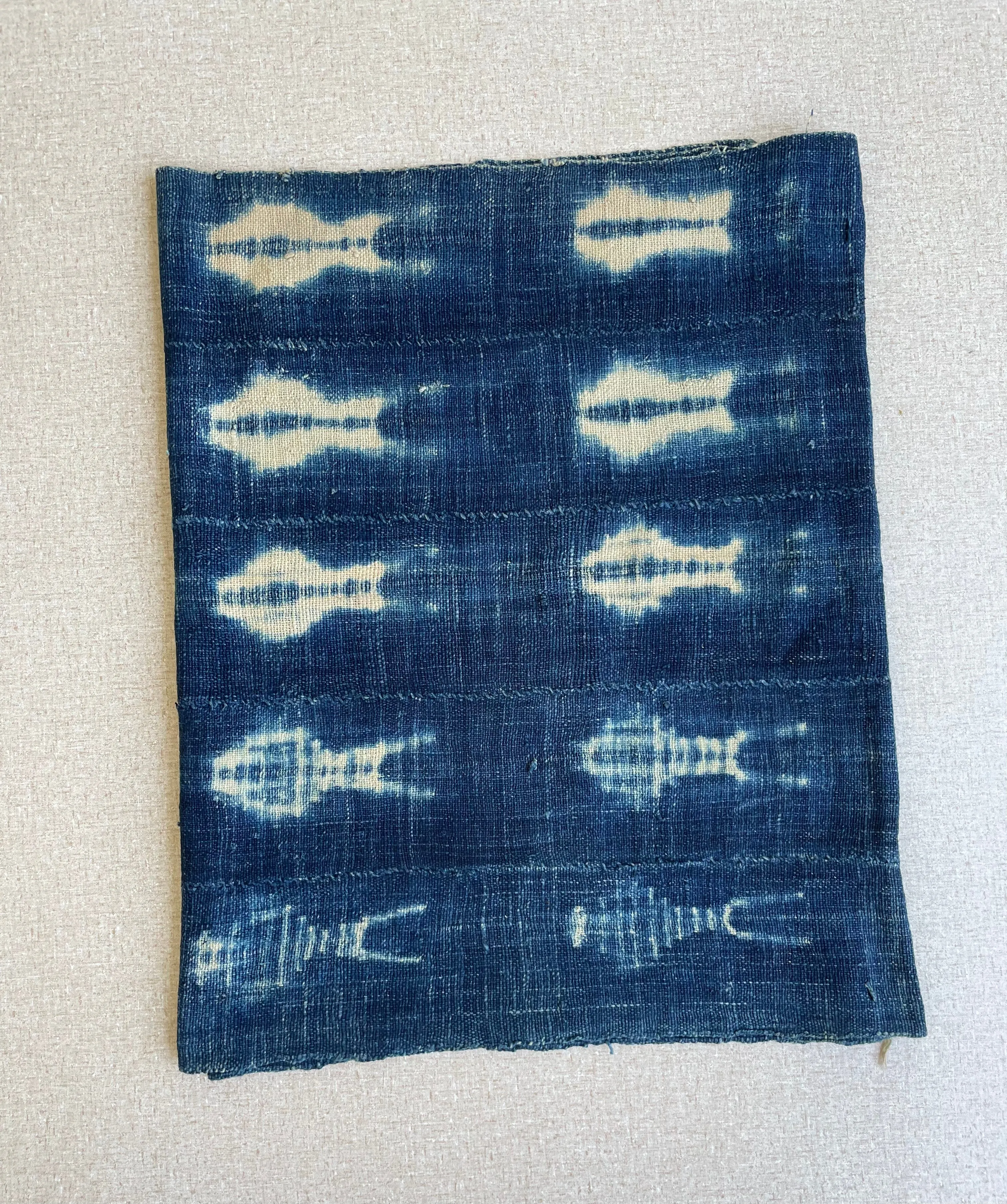 Vintage African Indigo Fabric, Tie Dyed Blue, Vintage Cotton Textile Scarf