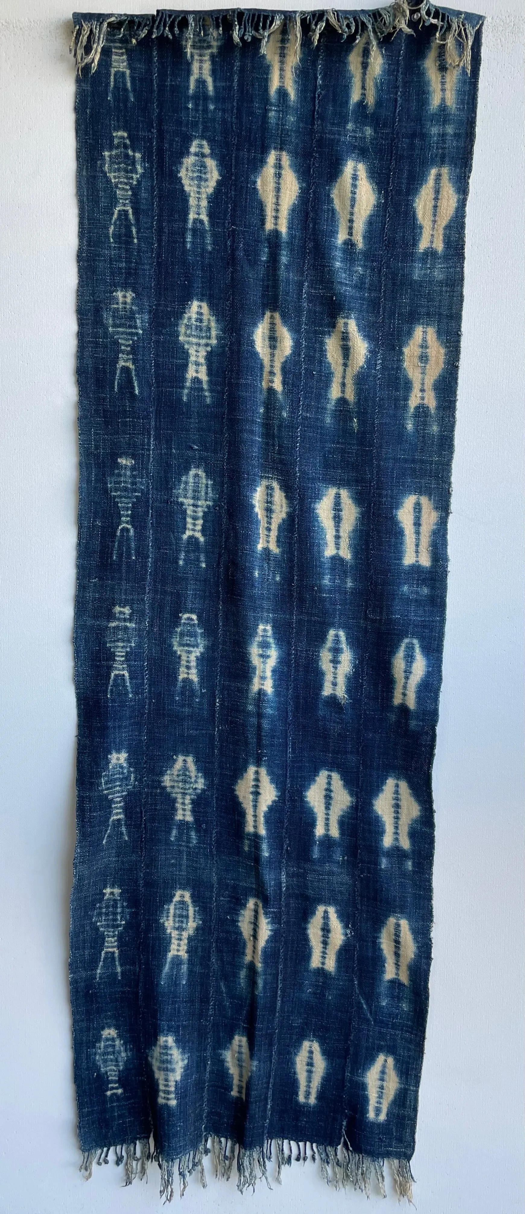 Vintage African Indigo Fabric, Tie Dyed Blue, Vintage Cotton Textile Scarf