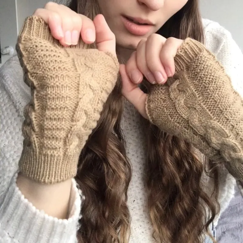 Winter Fashion Half Finger Knitting Gloves