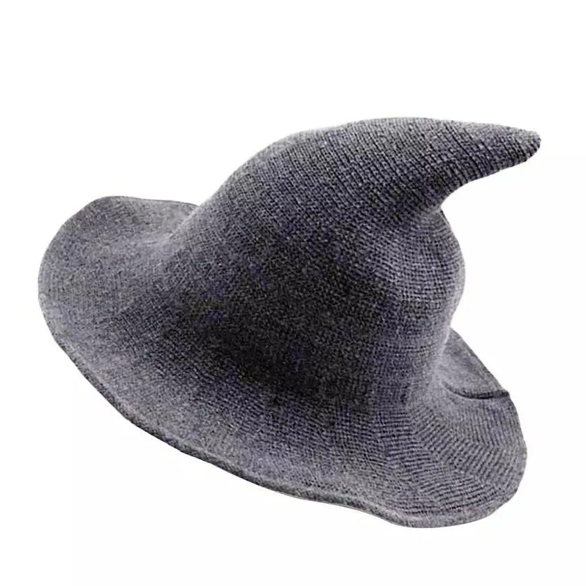 Women Winter Warm Knitted Wool Witch Hat Cap