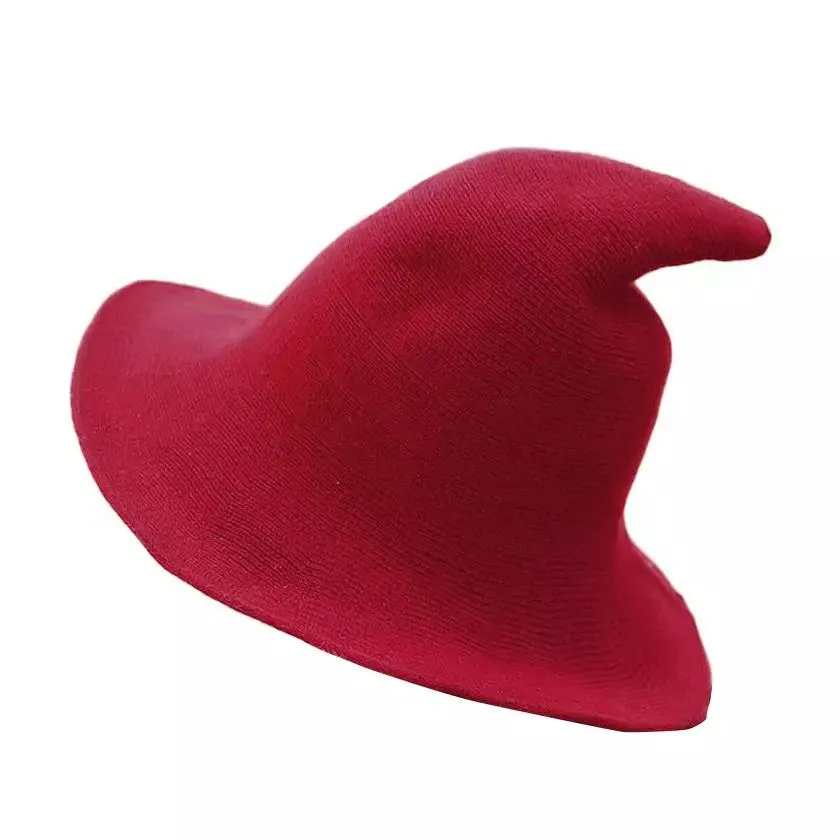 Women Winter Warm Knitted Wool Witch Hat Cap